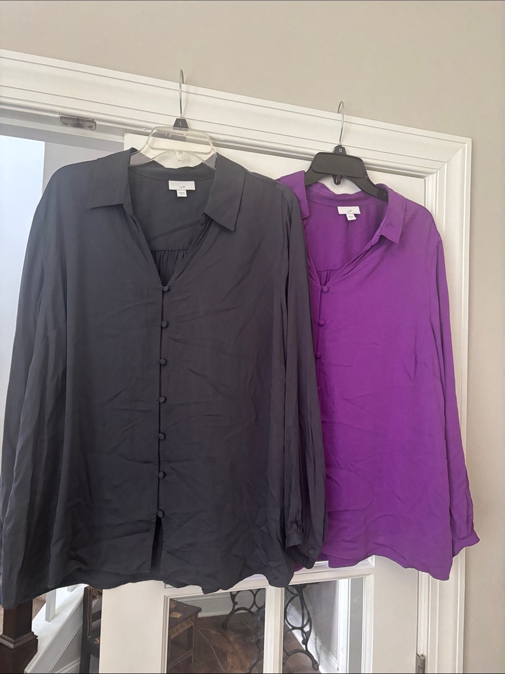 ☀️J. Jill Button-Front Blouses in Black and Purple